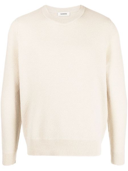Пуловер с кръгло деколте Sandro бяло