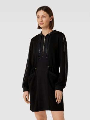 Dzianinowa sukienka mini z kapturem oversize Liu Jo czarna
