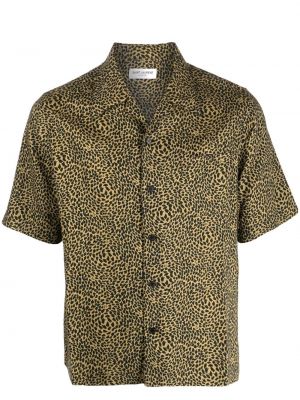 Košeľa s potlačou s leopardím vzorom Saint Laurent hnedá