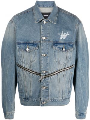 Jeansjacke mit reißverschluss mit print We11done blau