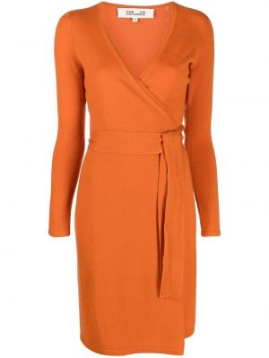 Knälång klänning i stickad Dvf Diane Von Furstenberg orange