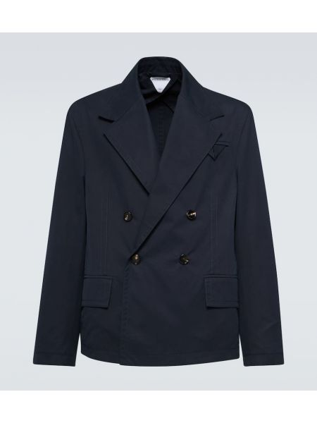 Pamuk kruvaze blazer Bottega Veneta mavi