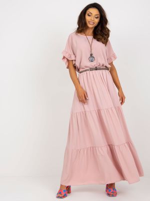 Dlhá sukňa s volánmi Fashionhunters ružová