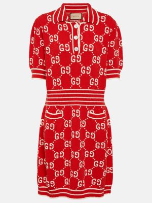 Хлопковое платье мини Gucci красное