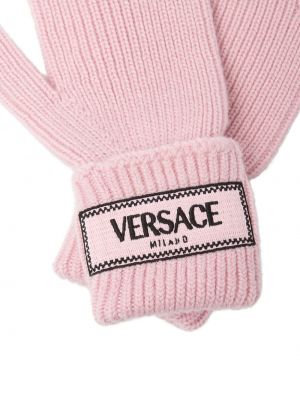 Gants en laine avec applique Versace rose