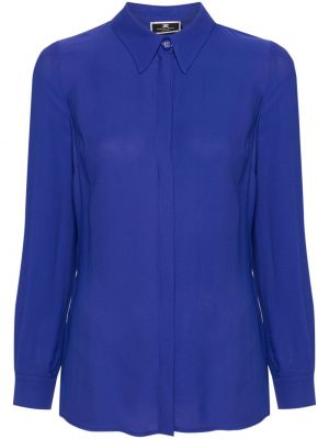 Bluzka z krepy Elisabetta Franchi niebieska