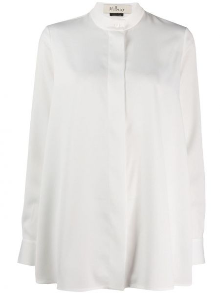Блузка на гудзиках з круглим вирізом Mulberry, біла