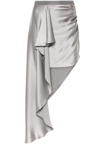 Asymetrická saténová sukňa Elisabetta Franchi sivá
