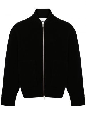 Fleece strickjacke mit reißverschluss Jil Sander schwarz