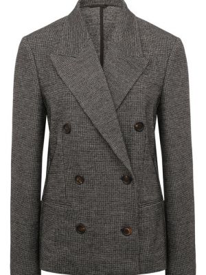 Хлопковый пиджак Brunello Cucinelli серый