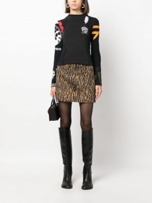 Leopardí mini sukně s potiskem Msgm hnědé