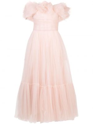 Φλοράλ βραδινό φόρεμα από τούλι Ana Radu ροζ