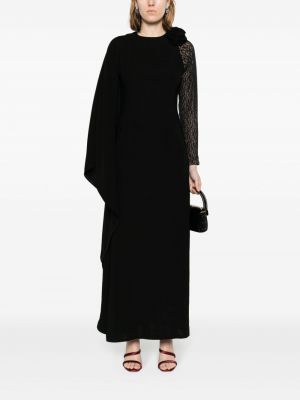 Krepové krajkové večerní šaty Rayane Bacha černé