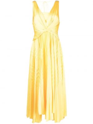 Плисирана сатенена миди рокля Acler жълто