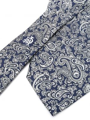 Hedvábná kravata s potiskem s paisley potiskem Dunhill modrá