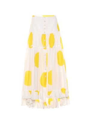 Bodkovaná bavlnená midi sukňa Alexandra Miro žltá