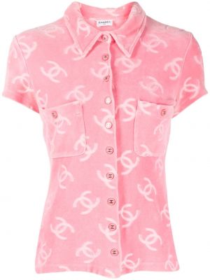 Zamatová košeľa Chanel Pre-owned ružová
