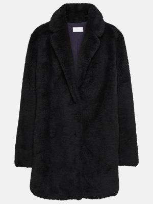 Krótki płaszcz wełniany Yves Salomon czarny
