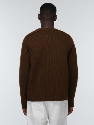 Sweter wełniany Jil Sander brązowy