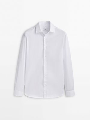 Хлопковая рубашка свободного кроя Massimo Dutti белая
