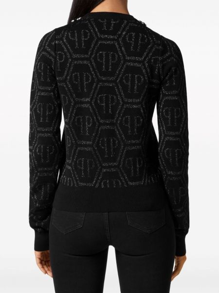 Sweter z kryształkami Philipp Plein czarny