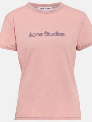 Памучна тениска от джърси Acne Studios виолетово