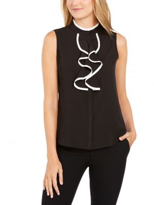 Блузка без рукавов с рюшами Calvin Klein черная