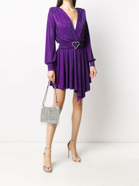 Vestido de noche con escote v Philipp Plein violeta