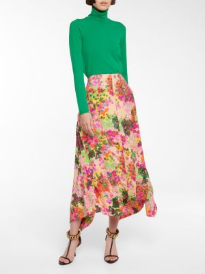 Květinové hedvábné midi sukně Stella Mccartney