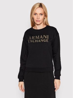 Majica dugih rukava sa dugačkim rukavima Armani Exchange crna
