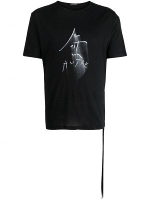 T-shirt en coton à imprimé Ann Demeulemeester noir