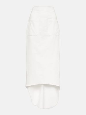 Ασύμμετρη βαμβακερή midi φούστα Prada λευκό