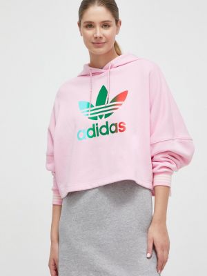 Суичър с качулка с принт Adidas Originals розово