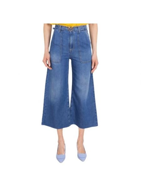 Leinen high waist jeans ausgestellt Pinko blau