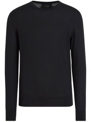 Woll sweatshirt mit rundem ausschnitt Zegna schwarz