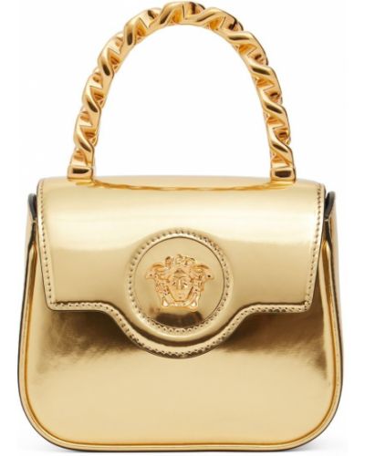 Bőr táska Versace aranyszínű
