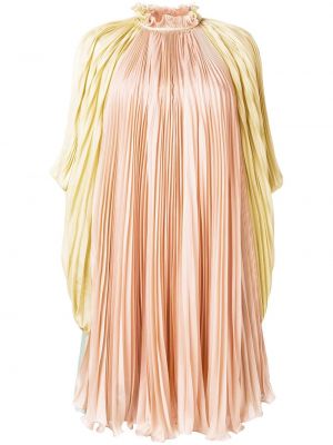 Vestido de cóctel con cuello alto plisado Alberta Ferretti rosa