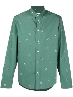 Памучна риза с принт с пейсли десен Kenzo зелено