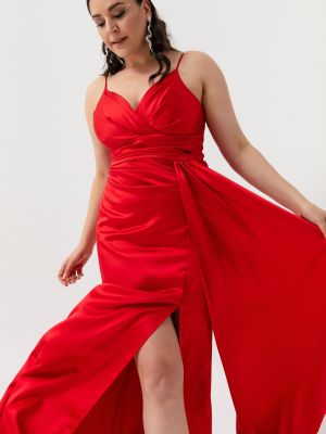 Satynowa sukienka wieczorowa Lafaba czerwona