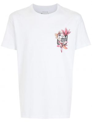 Kokvilnas t-krekls ar ziediem ar apdruku Osklen balts