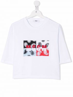 Trykt t-skjorte for jenter Msgm Kids hvit