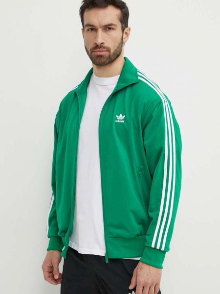 Толстовка на молнии с аппликацией свободного кроя Adidas Originals зеленая
