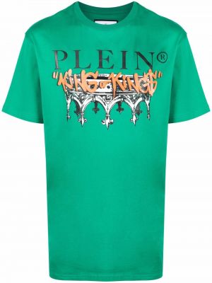 Хлопковая футболка Philipp Plein, зеленая