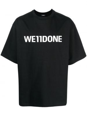 T-shirt en coton à imprimé We11done noir