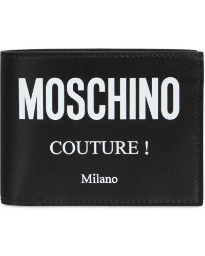 Kožená peňaženka s potlačou Moschino čierna