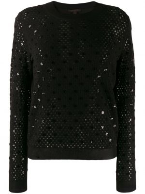 Jersey con lentejuelas de punto de tela jersey Louis Vuitton negro