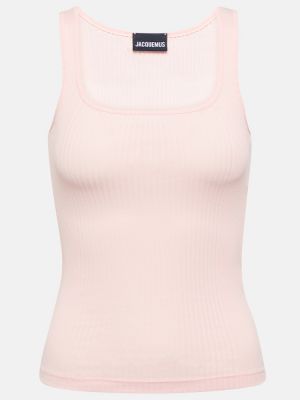 Top de algodón de tela jersey Jacquemus rosa