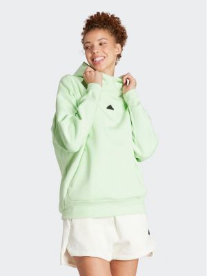 Bluză cu croială lejeră cu glugă Adidas verde