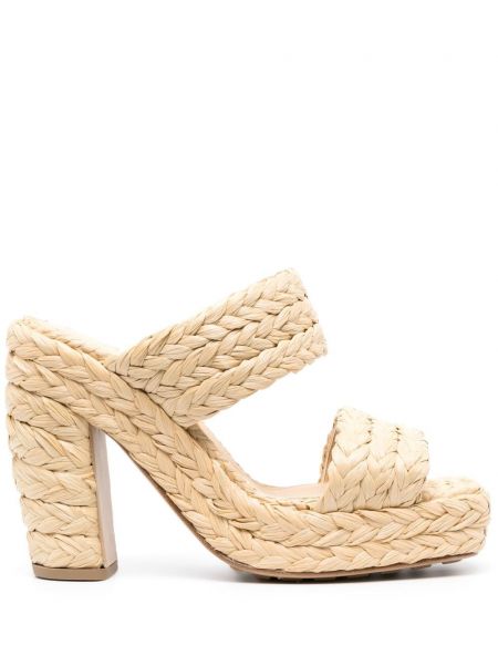 Pletené sandály na platformě Bottega Veneta béžové
