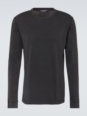 Camiseta de manga larga de algodón de tela jersey Dolce&gabbana negro